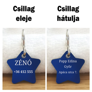 Csillag alakú gravírozott kutyabiléta - otthon & életmód - kisállatoknak - kutyáknak - kutya biléta - Meska.hu