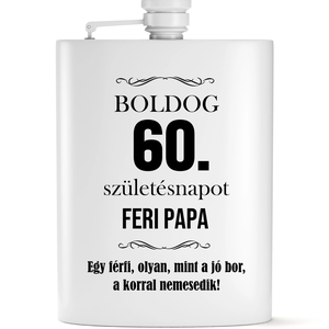 60. szülinapi ajándék  gravírozott flaska szett - otthon & életmód - konyhafelszerelés, tálalás - flaska, csatos üveg - Meska.hu