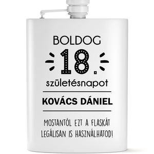 18 éves szülinapi ajándék  névre szóló flaska szett - otthon & életmód - konyhafelszerelés, tálalás - flaska, csatos üveg - Meska.hu