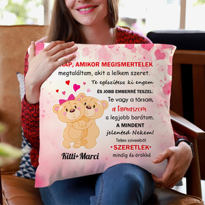 Valentin-napi mackós párna - otthon & életmód - lakástextil - párna & párnahuzat - Meska.hu