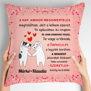 Valentin-napi cicás párna - otthon & életmód - lakástextil - párna & párnahuzat - Meska.hu