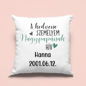 Nagypapa kedvencei  ajándék párna nagypapának - otthon & életmód - lakástextil - párna & párnahuzat - Meska.hu
