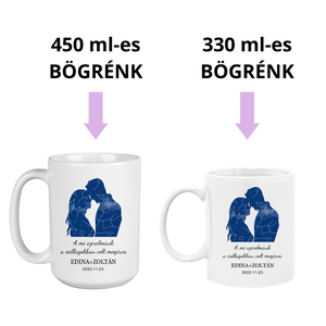 Szerelmes pár bögre, egyedi csillagállással - otthon & életmód - konyhafelszerelés, tálalás - tálalás - bögre & csésze - Meska.hu