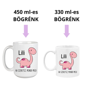 Szerelmes bögre pár dínókkal, saját névvel - otthon & életmód - konyhafelszerelés, tálalás - tálalás - bögre & csésze - Meska.hu