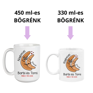 Kiskifli és nagykifli  valentin napi bögre pároknak - otthon & életmód - konyhafelszerelés, tálalás - tálalás - bögre & csésze - Meska.hu