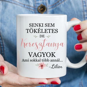 Keresztanya felkérő ajándék  egyedi kerámia bögre, Otthon & Életmód, Konyhafelszerelés, tálalás, Tálalás, Bögre & Csésze, Decoupage, transzfer és szalvétatechnika, Mindenmás, MESKA