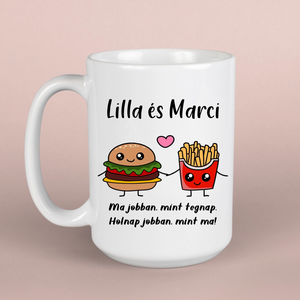 Hambi és krumpli  pároknak szóló bögre - otthon & életmód - konyhafelszerelés, tálalás - tálalás - bögre & csésze - Meska.hu