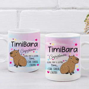Cuki, színes capybara bögre  saját névvel, Otthon & Életmód, Konyhafelszerelés, tálalás, Tálalás, Bögre & Csésze, Decoupage, transzfer és szalvétatechnika, Mindenmás, MESKA