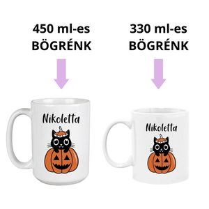 Cicás, töklámpásos bögre  saját névvel - otthon & életmód - konyhafelszerelés, tálalás - tálalás - bögre & csésze - Meska.hu