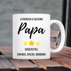 Apák napi bögre papáknak, az unokák nevében, Otthon & Életmód, Konyhafelszerelés, tálalás, Tálalás, Bögre & Csésze, Decoupage, transzfer és szalvétatechnika, Mindenmás, MESKA