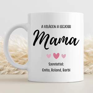 Anyák napi bögre mamáknak, az unokák nevében, Otthon & Életmód, Konyhafelszerelés, tálalás, Tálalás, Bögre & Csésze, Decoupage, transzfer és szalvétatechnika, Mindenmás, MESKA