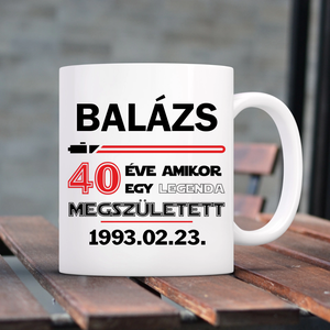 40. szülinapra ajándék  lézerkardos kerámia bögre, Otthon & Életmód, Konyhafelszerelés, tálalás, Tálalás, Bögre & Csésze, Decoupage, transzfer és szalvétatechnika, Mindenmás, MESKA