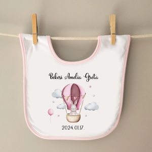 Nyuszis előke kislányoknak névvel és születési dátummal, Ruha & Divat, Babaruha & Gyerekruha, Előke & Nyálkendő, Decoupage, transzfer és szalvétatechnika, Mindenmás, MESKA