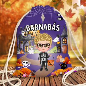 Halloween hátitáska és cukorka gyűjtő kisfiúnak, Táska & Tok, Hátizsák, Tornazsák, Gymbag, Decoupage, transzfer és szalvétatechnika, Mindenmás, MESKA