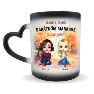 Őszi, glitteres hőre változó bögre barátnőknek - szív fogantyús - otthon & életmód - konyhafelszerelés, tálalás - tálalás - bögre & csésze - Meska.hu