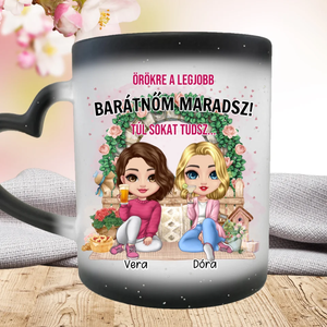 Tavaszi, glitteres hőre változó bögre barátnőknek - szív fogantyús, Otthon & Életmód, Konyhafelszerelés, tálalás, Tálalás, Bögre & Csésze, Decoupage, transzfer és szalvétatechnika, Mindenmás, MESKA