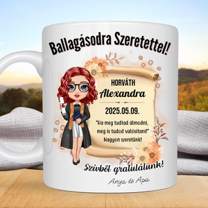Ballagásra ajándék - lányos bögre, Otthon & Életmód, Konyhafelszerelés, tálalás, Tálalás, Bögre & Csésze, Decoupage, transzfer és szalvétatechnika, Mindenmás, MESKA