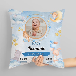 Kisfiús baba emlék párna fényképpel - otthon & életmód - lakástextil - párna & párnahuzat - Meska.hu