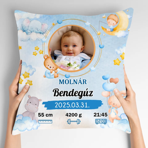 Kisfiús baba emlék párna fényképpel - otthon & életmód - lakástextil - párna & párnahuzat - Meska.hu