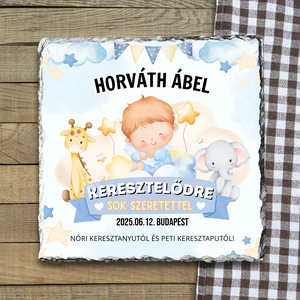Cuki, kisfiús kőtábla keresztelőre - otthon & életmód - dekoráció - asztal és polc dekoráció - kavics & kő - Meska.hu