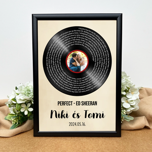 Egyedi fényképes bakelit lemez zeneszöveggel - otthon & életmód - dekoráció - kép & falikép - poszter - Meska.hu