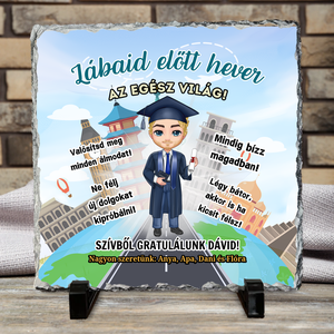 Ajándék ballagásra fiúnak - egyedi kőtábla, Otthon & Életmód, Dekoráció, Asztal és polc dekoráció, Kavics & Kő, Mindenmás, MESKA
