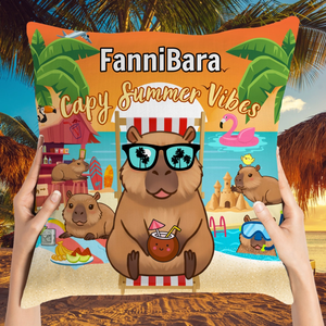 Capybara Summer Vibes párna - otthon & életmód - lakástextil - párna & párnahuzat - Meska.hu