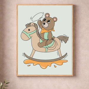 Mesepacni - maci hintalovon falikép - gyerekszoba dekoráció (40x50cm), Baba - mama, Babaszoba dekoráció, Babaszoba kép, Fotó, grafika, rajz, illusztráció, MESKA