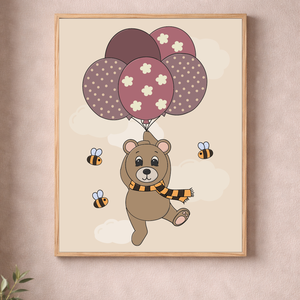 Mesepacni - maci lufikkal falikép - gyerekszoba dekoráció (40x50cm), Baba - mama, Babaszoba dekoráció, Babaszoba kép, Fotó, grafika, rajz, illusztráció, MESKA