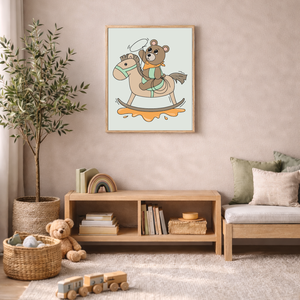 Mesepacni - maci hintalovon falikép - gyerekszoba dekoráció (40x50cm) - baba - mama - babaszoba dekoráció - babaszoba kép - Meska.hu