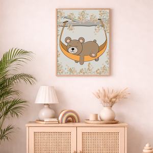 Mesepacni - Pihenő maci falikép - gyerekszoba dekoráció (40x50cm), Baba - mama, Babaszoba dekoráció, Babaszoba kép, Fotó, grafika, rajz, illusztráció, MESKA