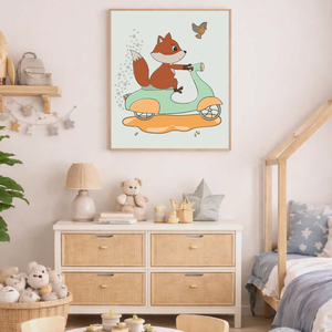 Mesepacni - Róka robogón falikép - gyerekszoba dekoráció (40x50cm), Baba - mama, Babaszoba dekoráció, Babaszoba kép, Fotó, grafika, rajz, illusztráció, MESKA