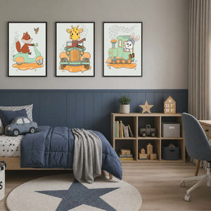 Kalandra fel! - 3 részes állatos mesepacni falikép szett gyerekszobába (40x50cm), Baba - mama, Babaszoba dekoráció, Babaszoba kép, Fotó, grafika, rajz, illusztráció, MESKA