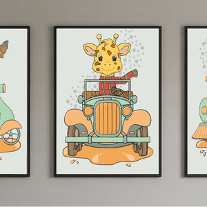 Kalandra fel! - 3 részes állatos mesepacni falikép szett gyerekszobába (40x50cm) - baba - mama - babaszoba dekoráció - babaszoba kép - Meska.hu