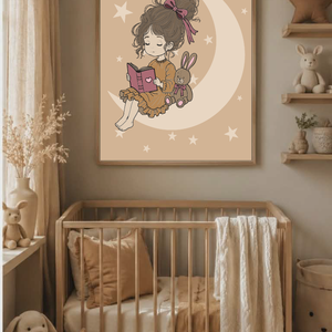 Mesepacni - Altatómese a Holdon- gyerekszoba falikép, Baba - mama, Babaszoba dekoráció, Babaszoba kép, Fotó, grafika, rajz, illusztráció, MESKA
