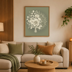 Mesepacni Home - Virágos mandala falikép, elegáns dekoráció nappaliba és hálószobába - otthon & életmód - dekoráció - kép & falikép - poszter - Meska.hu