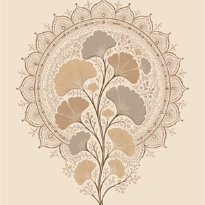 Mesepacni Home - Bézs ginkgo falikép - Elegáns dekoráció nappaliba és hálószobába - Modern mandala stílus - otthon & életmód - dekoráció - kép & falikép - poszter - Meska.hu