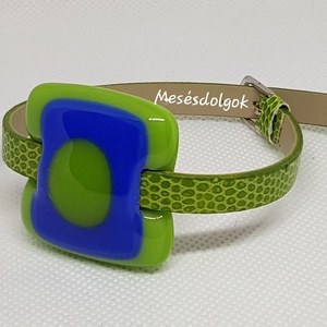 Királykék kiwi különleges üvegékszer karkötő, Ékszer, Karkötő, Ékszerkészítés, Üvegművészet, Meska