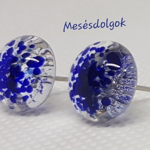 Kék pöttyös üvegékszer fülbevaló, Ékszer, Fülbevaló, Pötty fülbevaló, Ékszerkészítés, Üvegművészet, Meska
