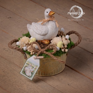 Kacsa, rusztikus asztaldísz, Otthon & Életmód, Dekoráció, Asztal és polc dekoráció, Asztaldísz, Virágkötés, MESKA