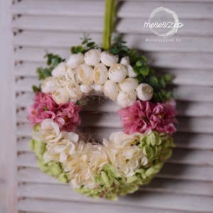 Tavaszi virágos ajtókopogtató - otthon & életmód - dekoráció - ajtó- és ablak dekoráció - ablakdísz - Meska.hu