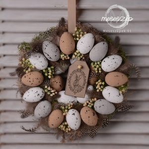 Húsvéti natúr  ajtódísz , Ünnepi díszek, dekorációk, Húsvéti díszek és dekorációk, Húsvéti ajtódísz, kopogtató, Virágkötés, MESKA