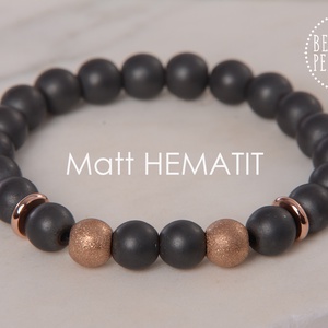Matt HEMATIT 8 mm, Ékszer, Karkötő, Ásványkarkötő, Ékszerkészítés, MESKA
