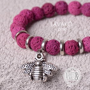 LÁVAKŐ pink 8 mm BEE, Ékszer, Karkötő, Ásványkarkötő, Ékszerkészítés, MESKA