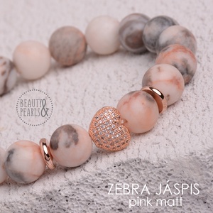 Zebra pink JÁSPIS 10 mm matt, Ékszer, Karkötő, Ásványkarkötő, Ékszerkészítés, MESKA