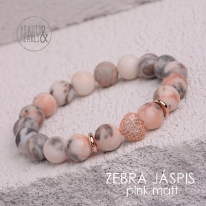 Zebra pink JÁSPIS 10 mm matt - ékszer - karkötő - ásványkarkötő - Meska.hu