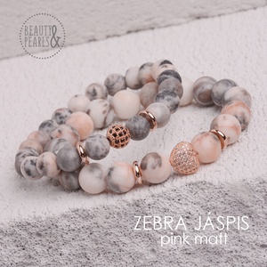 Zebra pink JÁSPIS 10 mm matt - ékszer - karkötő - ásványkarkötő - Meska.hu