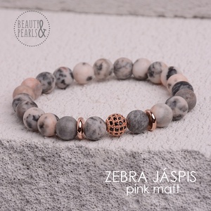 Zebra JÁSPIS pink matt 8 mm - ékszer - karkötő - ásványkarkötő - Meska.hu