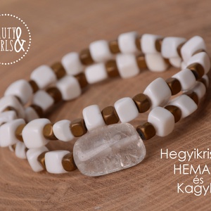 Fehér ásványkarkötő 2 darabos, Ékszer, Karkötő, Ásványkarkötő, Ékszerkészítés, MESKA