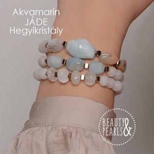 3 db együtt, akvamarin, jáde és hegyikristály  - ékszer - karkötő - ásványkarkötő - Meska.hu
